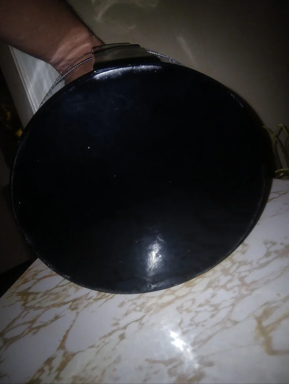 Black faux patent leather Lancôme Cosmetic Bag.